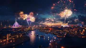 维多利亚湾晚会背景