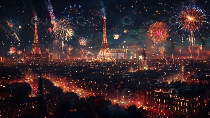 高清大图下载【趣麦麦图】巴黎烟花