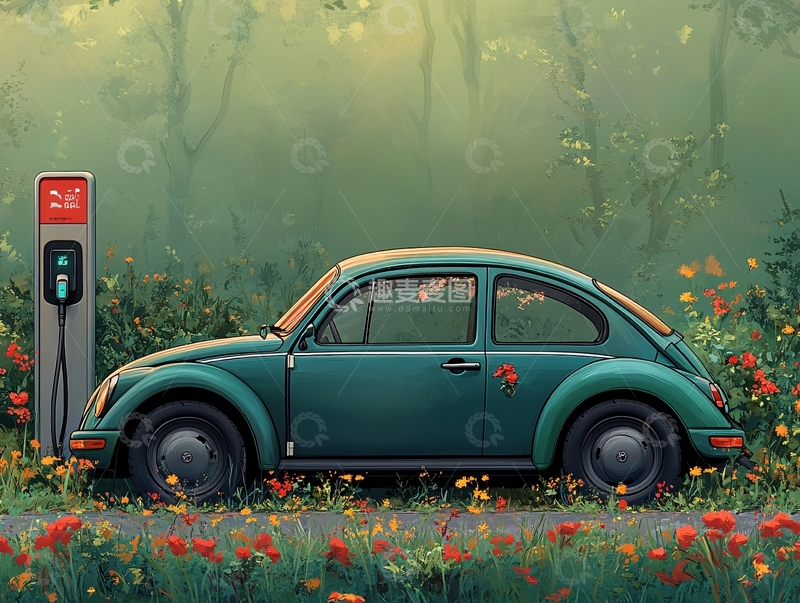高清大图下载【趣麦麦图】春天的汽车