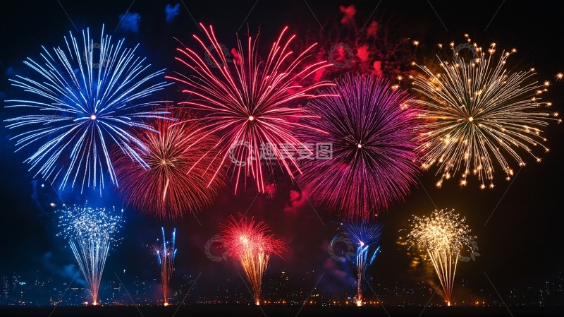 高清大图下载【趣麦麦图】缤纷色彩璀璨烟火烟花1