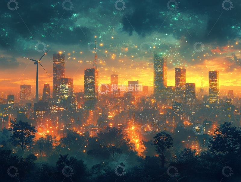 高清大图下载【趣麦麦图】梦幻夜景插画1