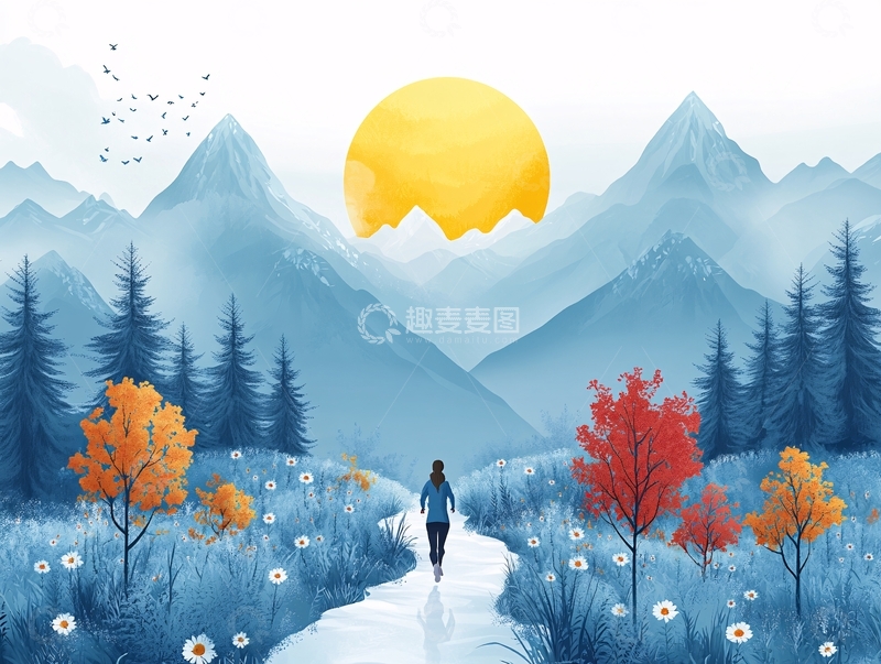 高清大图下载【趣麦麦图】赏秋景的人2