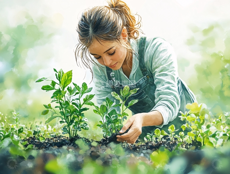高清大图下载【趣麦麦图】女园丁园艺除草