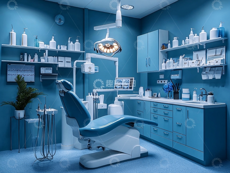 高清大图下载【趣麦麦图】银蓝色的牙科椅