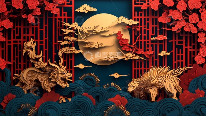 高清大图下载【趣麦麦图】新中式纸雕9