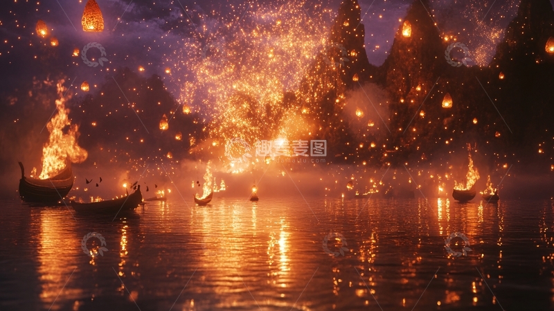 高清大图下载【趣麦麦图】烟花绽放迎新年