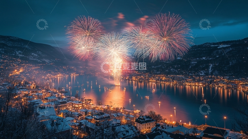 高清大图下载【趣麦麦图】冬季烟花3