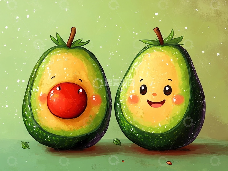 高清大图下载【趣麦麦图】手绘牛油果儿童水果