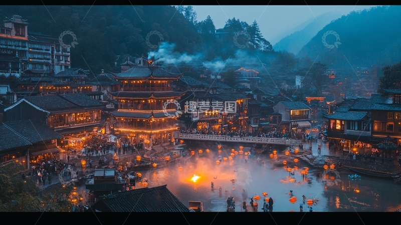 高清大图下载【趣麦麦图】炊烟西江千户苗寨