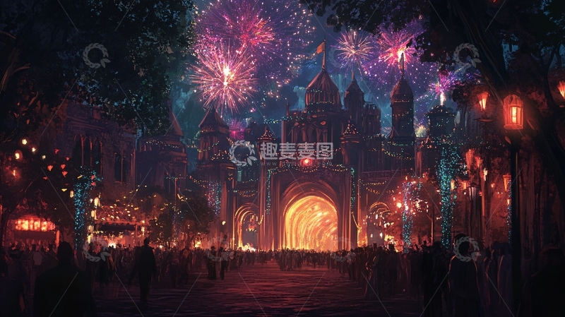 高清大图下载【趣麦麦图】奇幻城堡夜景5