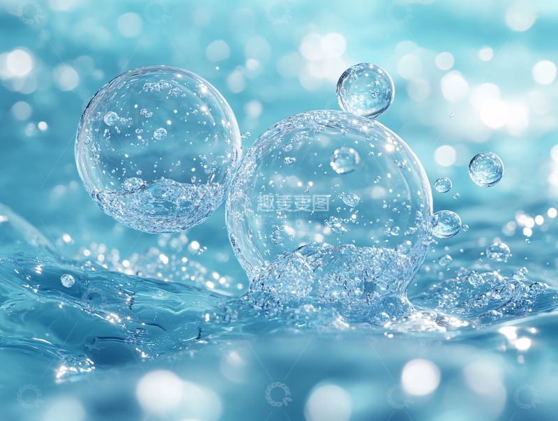 高清大图下载【趣麦麦图】蓝色菌群水滴图
