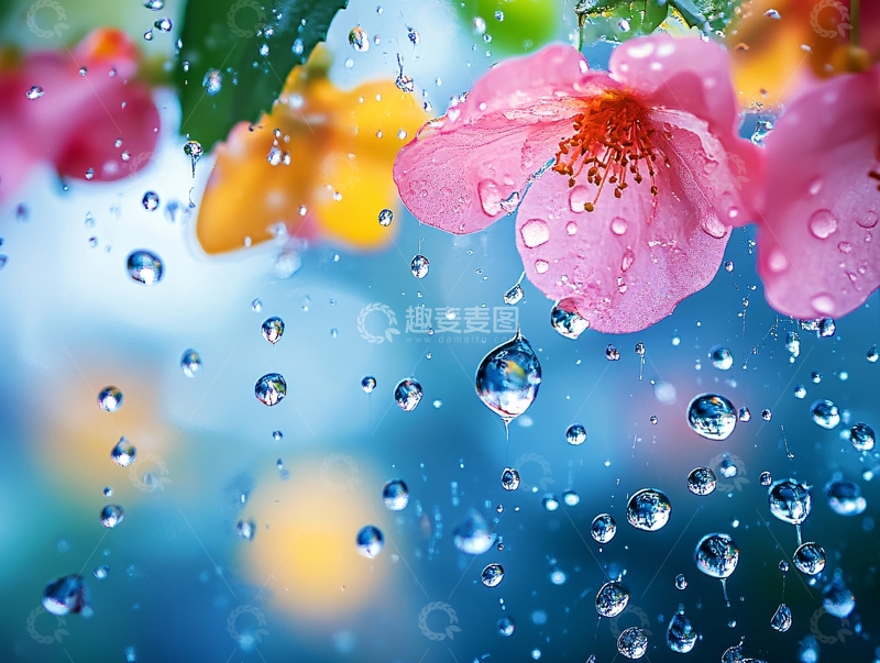 高清大图下载【趣麦麦图】鲜花上雨珠