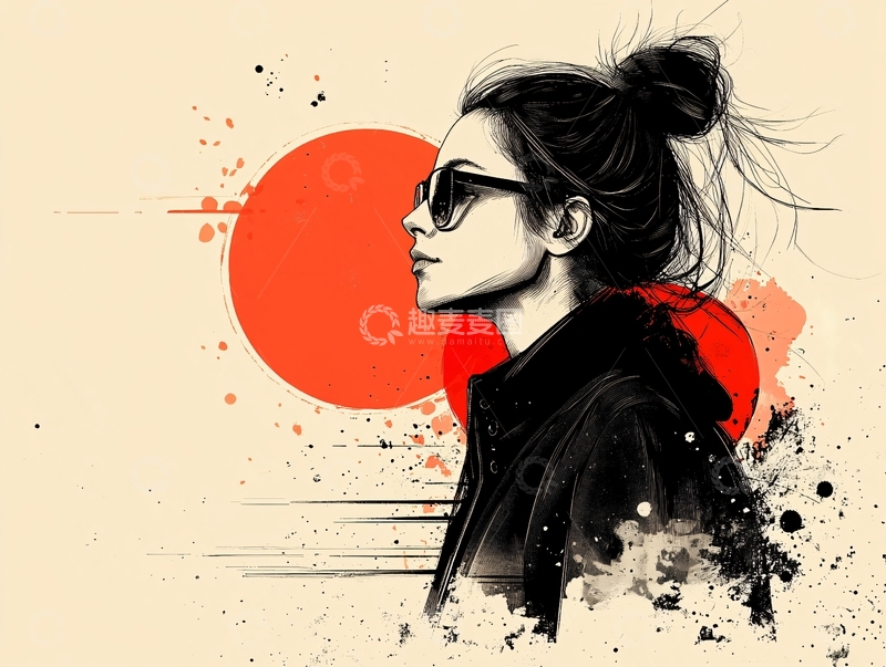 高清大图下载【趣麦麦图】墨镜人物插画1