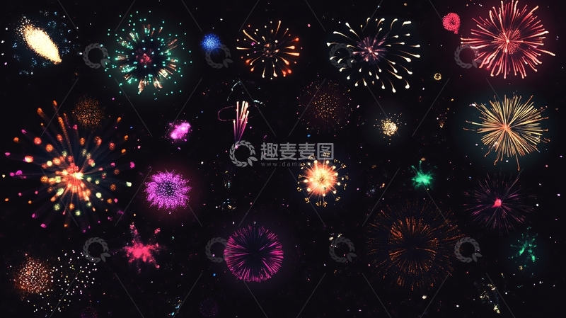 高清大图下载【趣麦麦图】延迟烟花素材