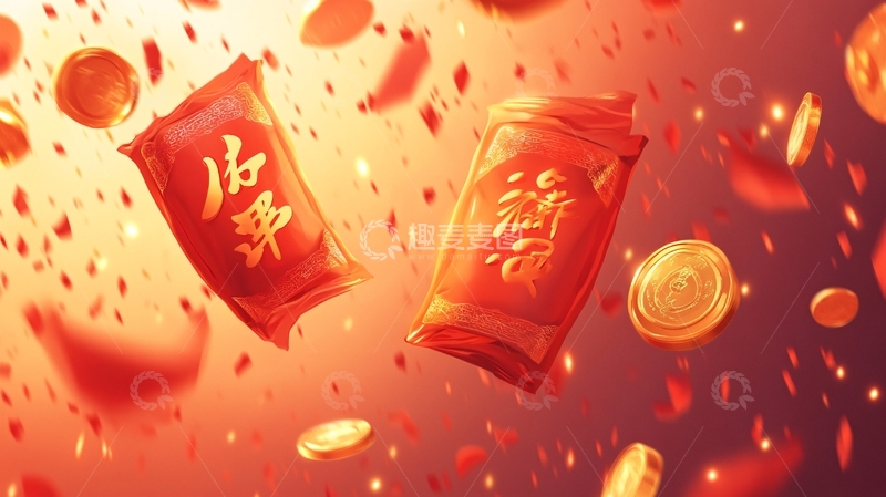 高清大图下载【趣麦麦图】新年金币新年红包