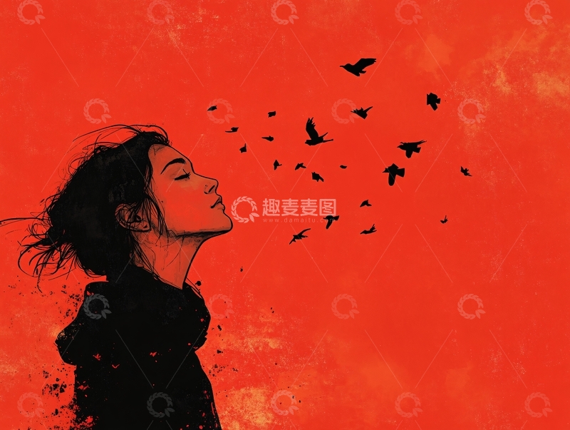 高清大图下载【趣麦麦图】意境人物插画