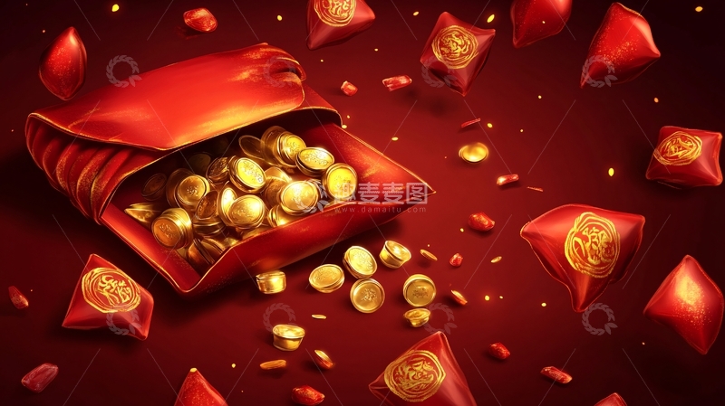 高清大图下载【趣麦麦图】红包金币背景