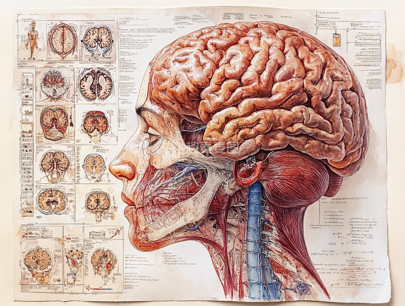 高清大图下载【趣麦麦图】鼻腔半球脑部解剖图