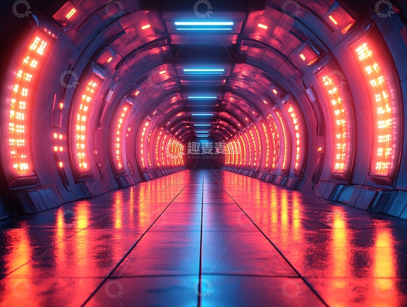 高清大图下载【趣麦麦图】科幻灯光走廊23