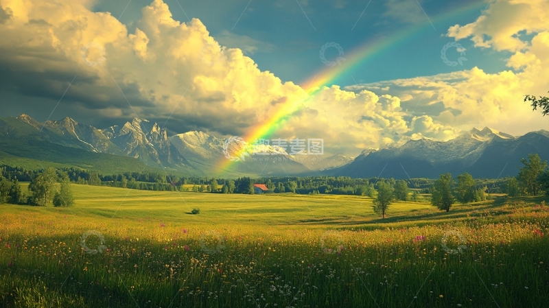 高清大图下载【趣麦麦图】高清草原彩虹3
