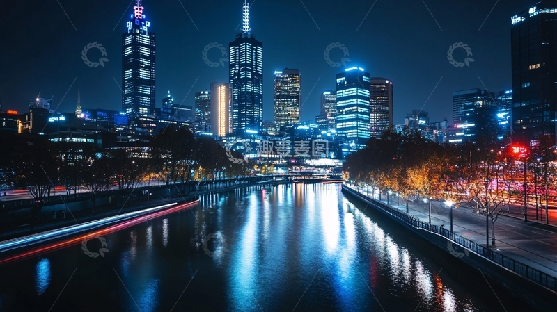 高清大图下载【趣麦麦图】澳洲墨尔本城市夜景7