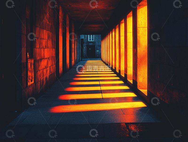 高清大图下载【趣麦麦图】走廊斜阳