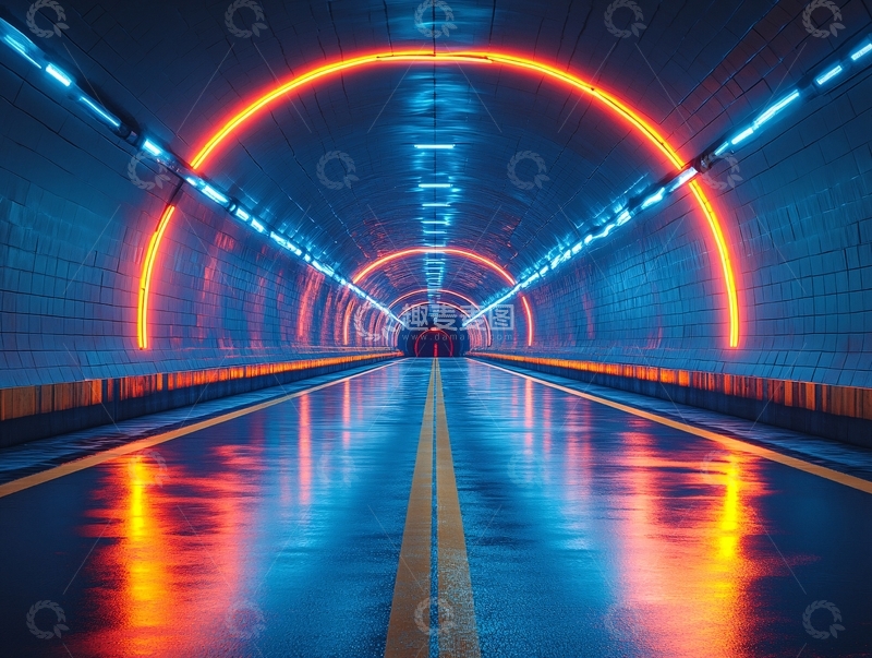 高清大图下载【趣麦麦图】隧道灯光透视8