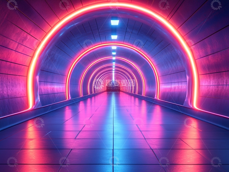 高清大图下载【趣麦麦图】流光溢彩的霓虹灯走廊27