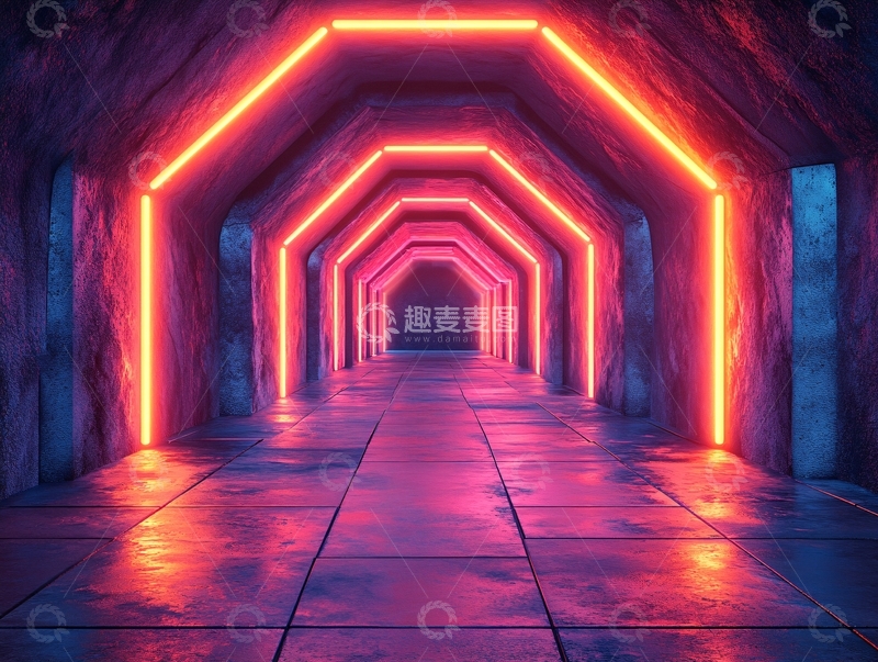 高清大图下载【趣麦麦图】科幻灯光走廊34