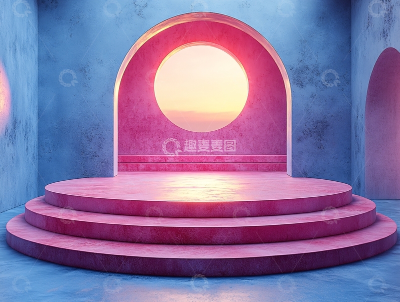 高清大图下载【趣麦麦图】红色圆形舞台4