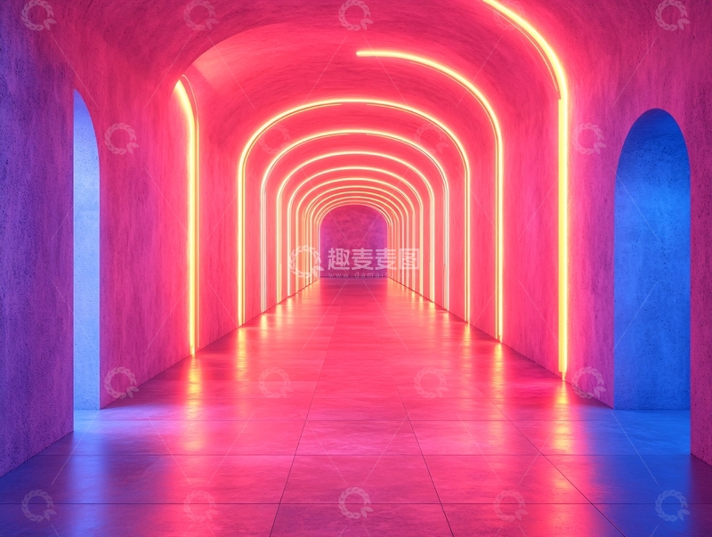 高清大图下载【趣麦麦图】流光溢彩的霓虹灯走廊28