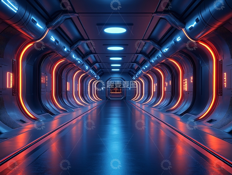 高清大图下载【趣麦麦图】科幻灯光走廊32