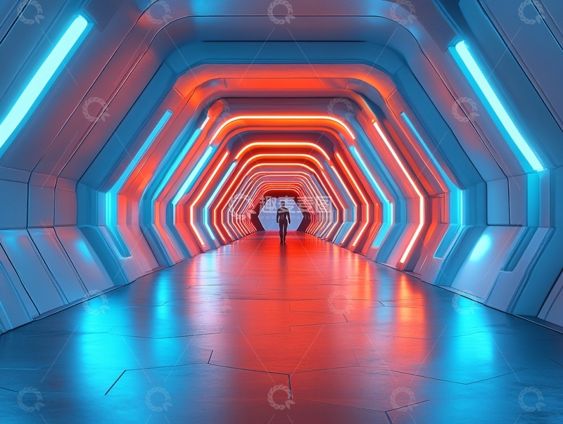 高清大图下载【趣麦麦图】科幻灯光走廊38