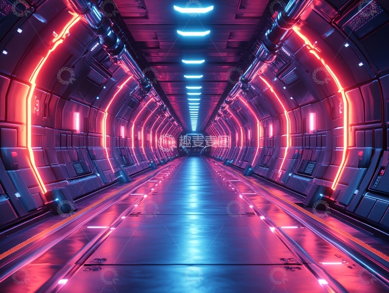 高清大图下载【趣麦麦图】科幻灯光走廊36