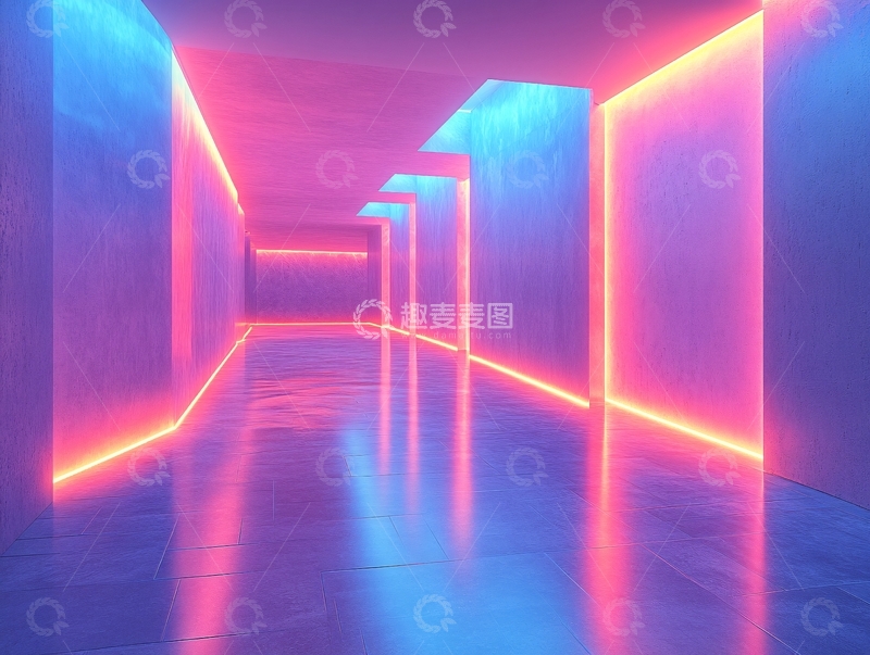 高清大图下载【趣麦麦图】流光溢彩的霓虹灯走廊29