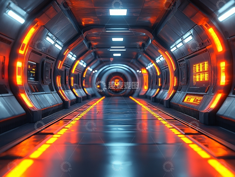 高清大图下载【趣麦麦图】科幻灯光走廊37