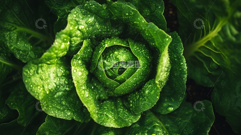 高清大图下载【趣麦麦图】白菜叶上的露珠