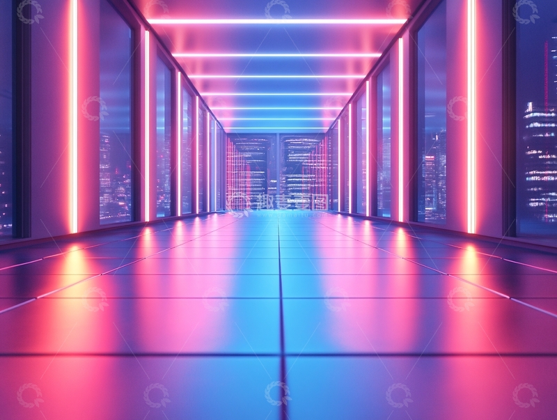 高清大图下载【趣麦麦图】霓虹走廊12