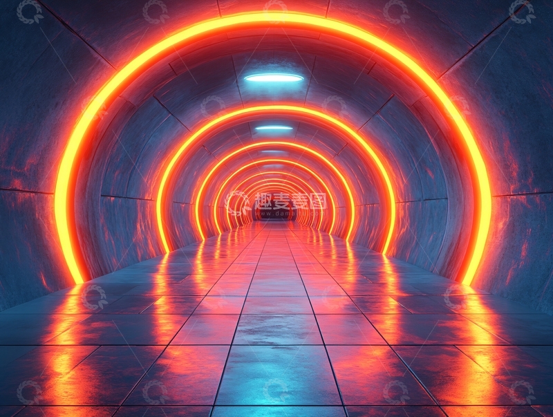 高清大图下载【趣麦麦图】流光溢彩的霓虹灯走廊30