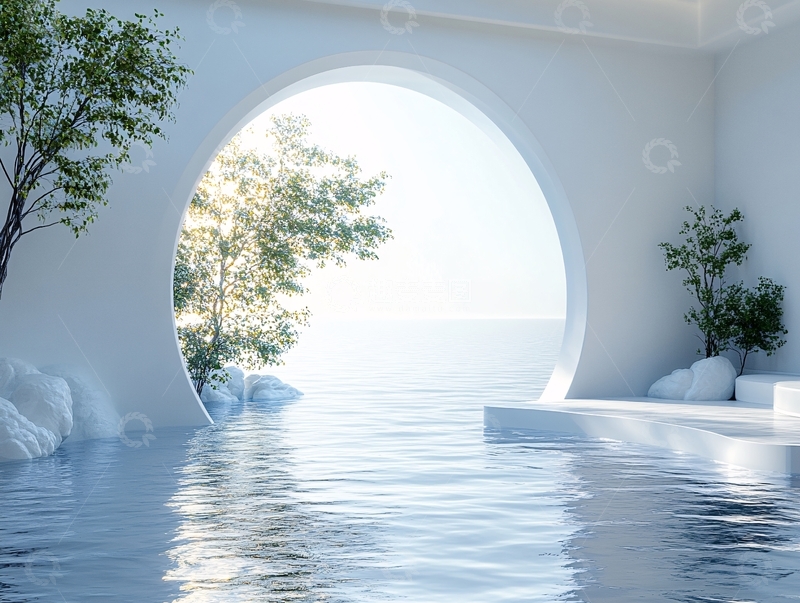 高清大图下载【趣麦麦图】圆窗景墙1