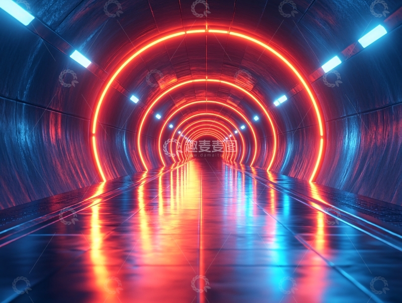 高清大图下载【趣麦麦图】流光溢彩的霓虹灯走廊34