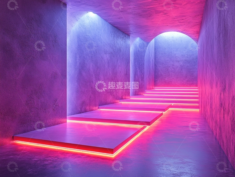 高清大图下载【趣麦麦图】霓虹灯台阶2