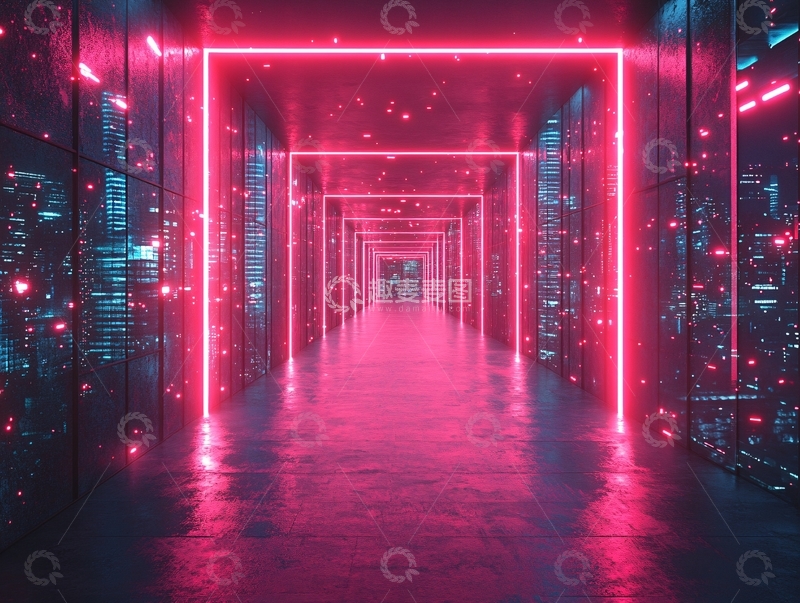 高清大图下载【趣麦麦图】科幻灯光走廊43