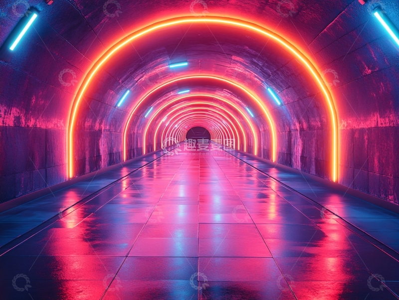 高清大图下载【趣麦麦图】流光溢彩的霓虹灯走廊39