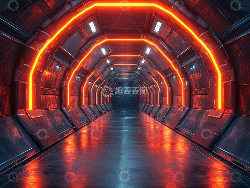 高清大图下载【趣麦麦图】科幻灯光走廊46