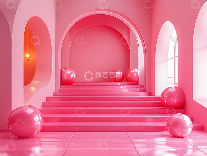 高清大图下载【趣麦麦图】粉色奇幻楼梯