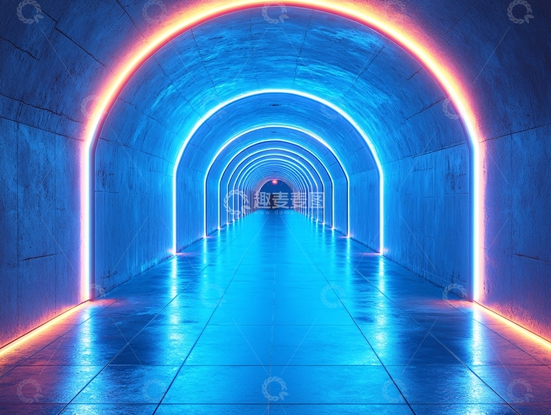 高清大图下载【趣麦麦图】流光溢彩的霓虹灯走廊37