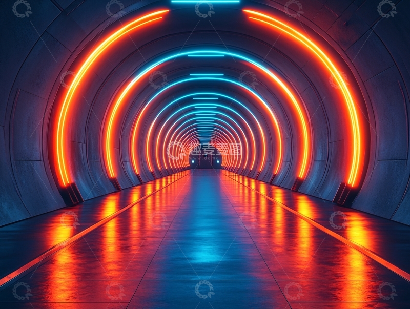 高清大图下载【趣麦麦图】流光溢彩的霓虹灯走廊31