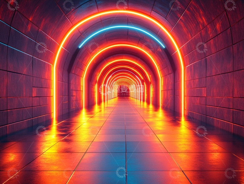 高清大图下载【趣麦麦图】流光溢彩的霓虹灯走廊38