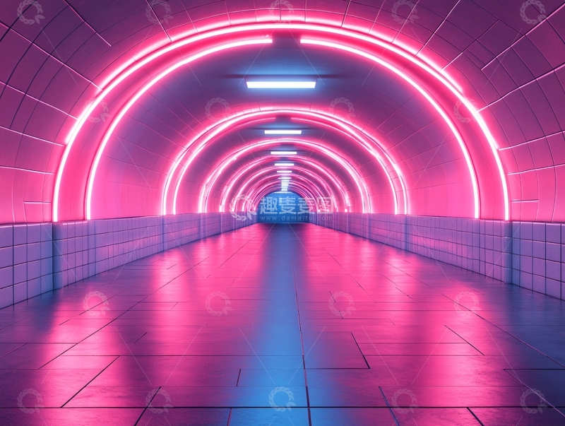 高清大图下载【趣麦麦图】流光溢彩的霓虹灯走廊35